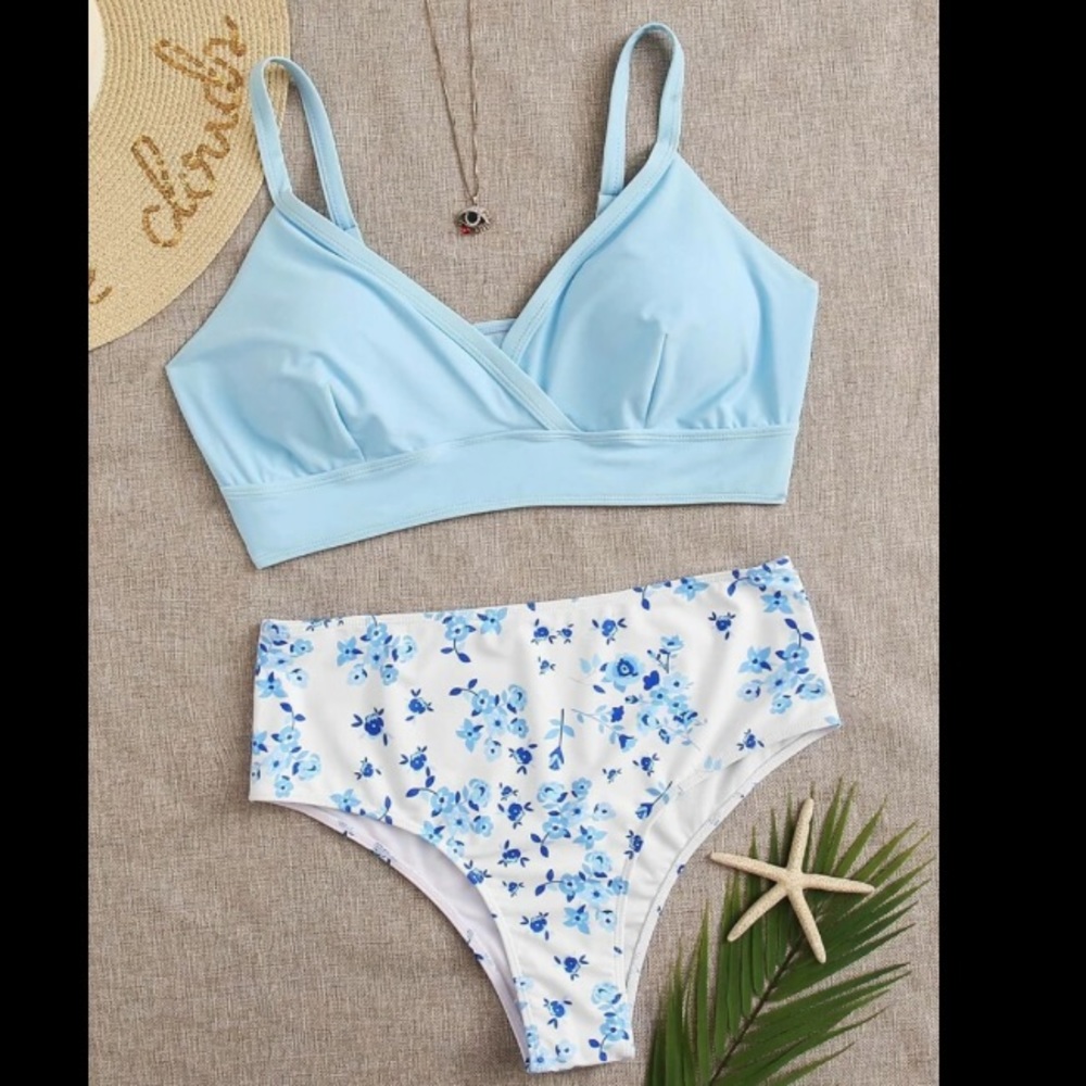 Plus Floral High Waisted Bikini Swimsuit